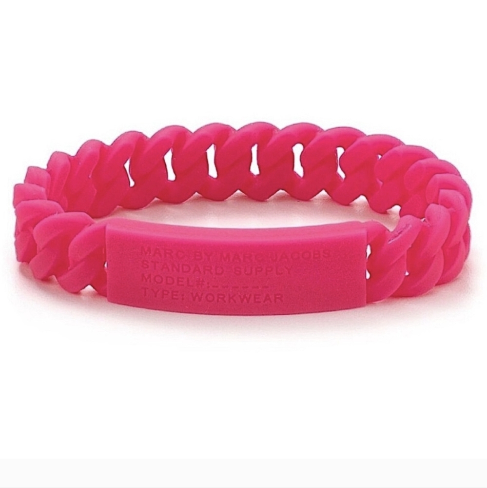 NWT Marc by Marc Jacobs Braided Silicone Stretch Bracelet Hot Knockout Pink